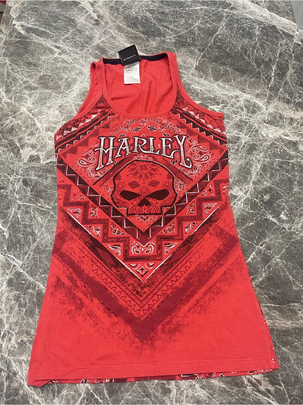 Harley-Davidson Red Bandana Skull Racerback Tank